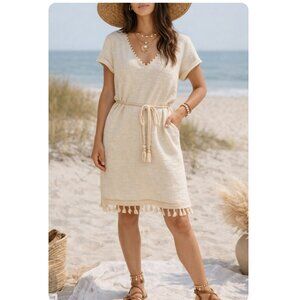 Dolan For Anthropologie Cream Tassle Dress - XS